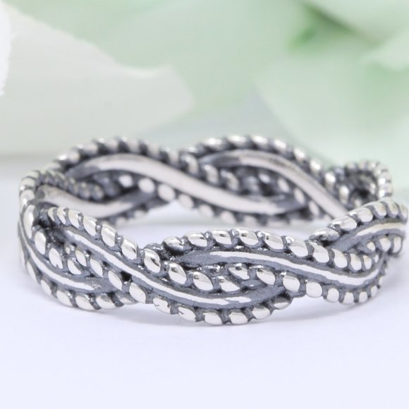 3mm Braided Twisted Infinity Band Ring Round Diamo - Picture 1 of 3